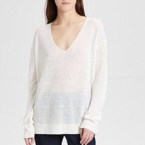 Theory Larlissa Flamme Linen V-neck Sweater